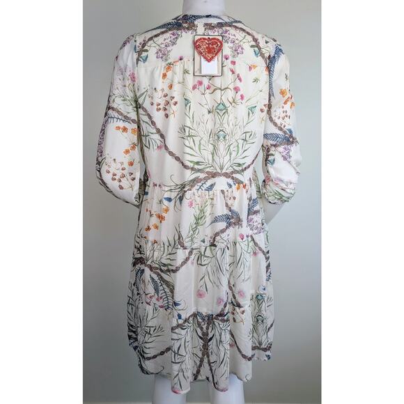 NEW Fairhope Babydoll Ruffled Sheer Boho Floral Dress 3/4 Sleeve Size Small - Picture 8 of 11